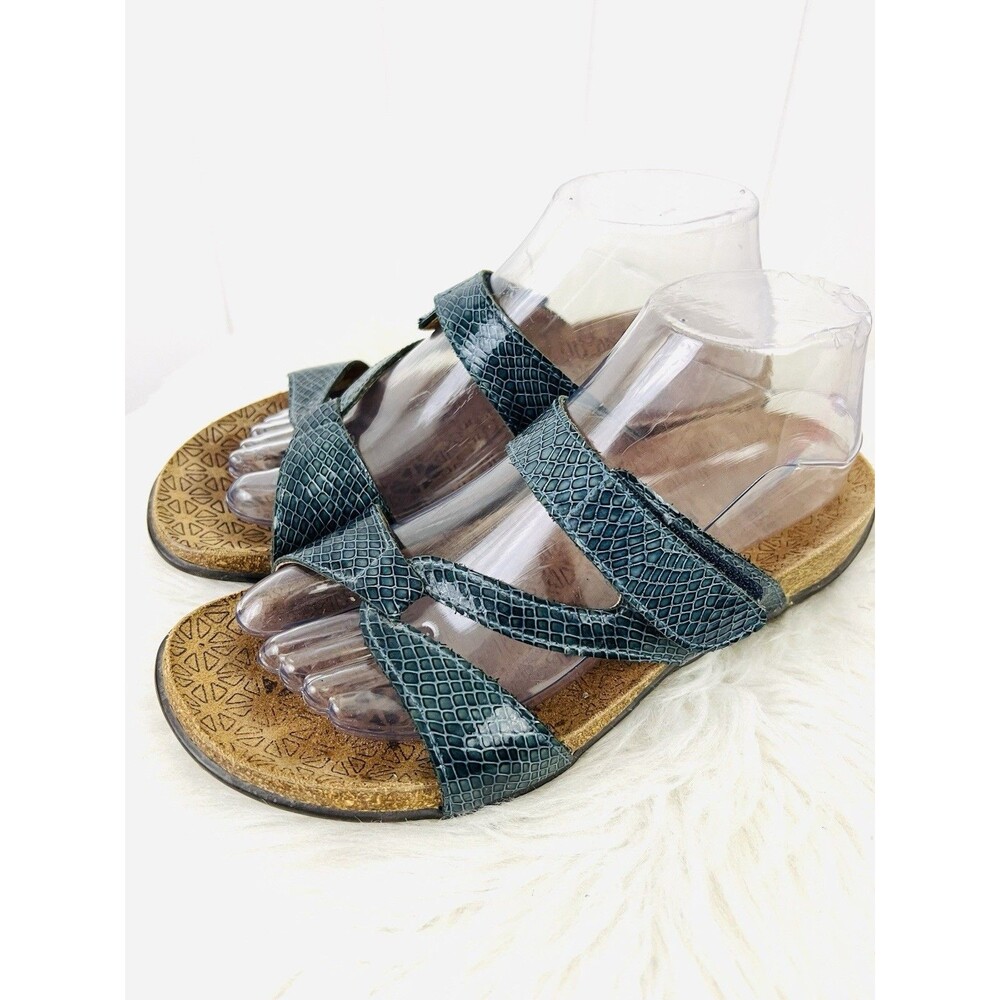 Weil Orthoheel Faith Blue Leather Snake Skin Slide Sandals Comfort EU39 US8